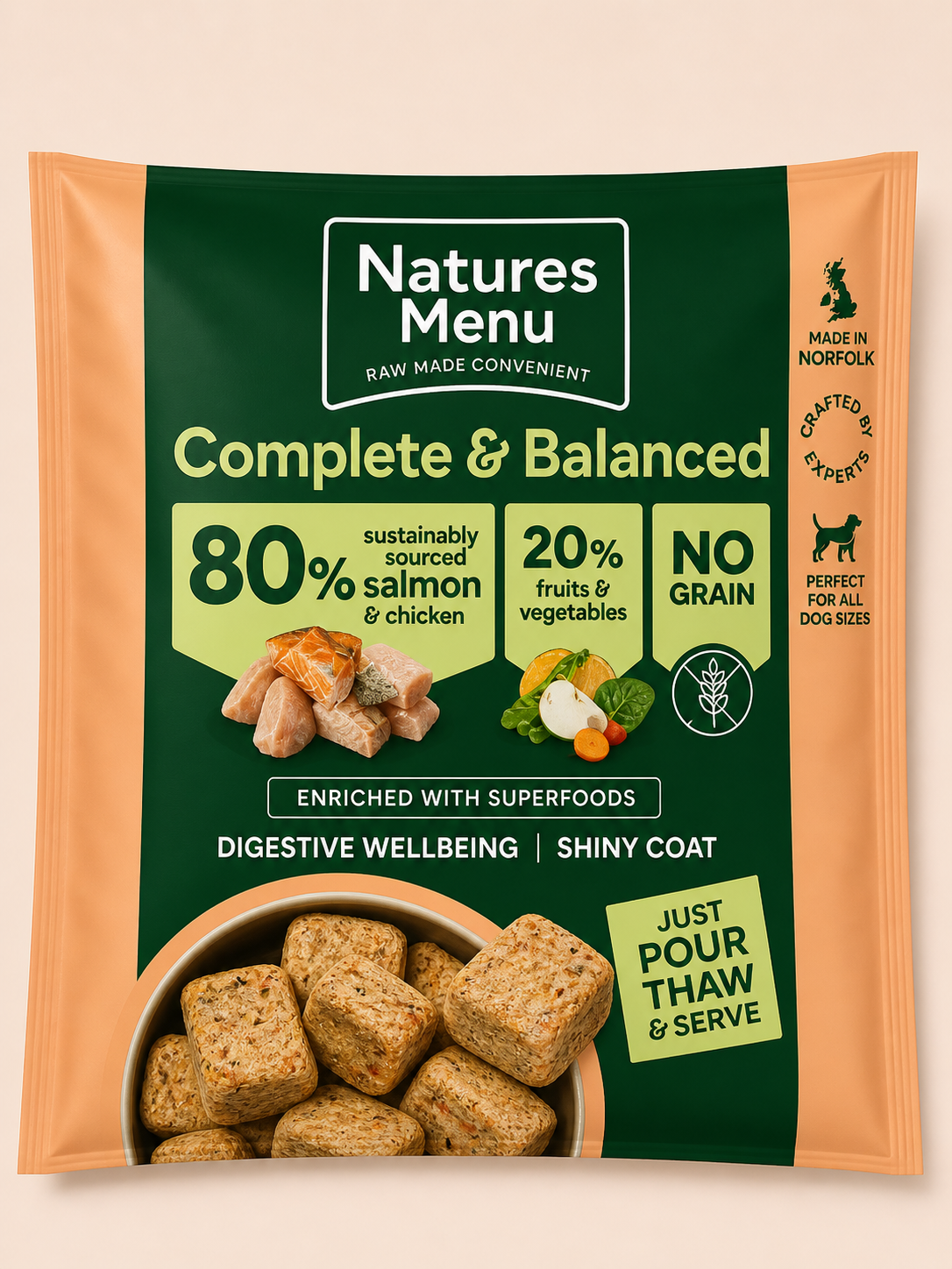 Natures Menu - Salmon & Chicken 80/20 Nuggets (1KG)