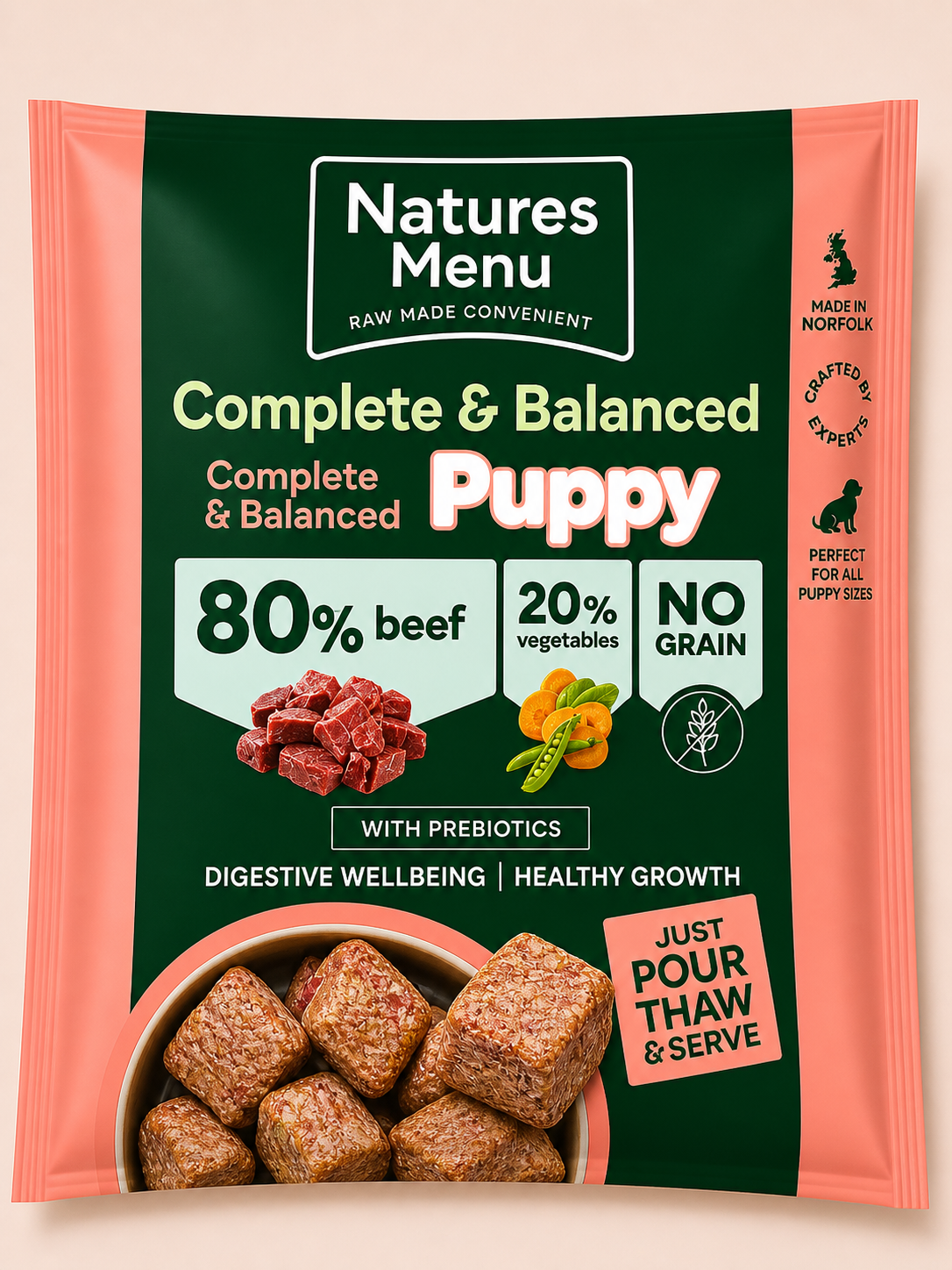 Natures Menu - Puppy Beef 80/20 Nuggets (1KG)