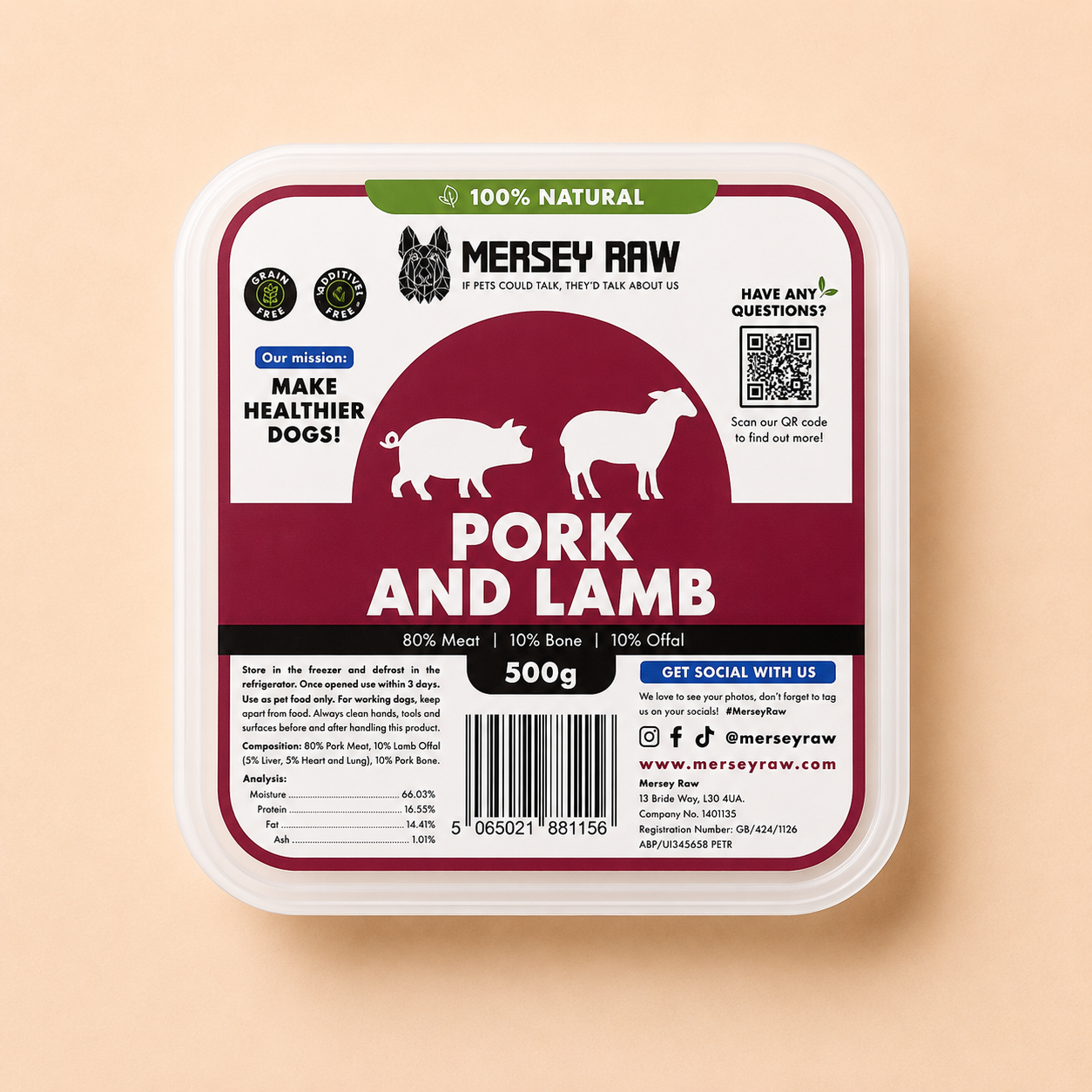Mersey Raw - Pork & Lamb (500G)