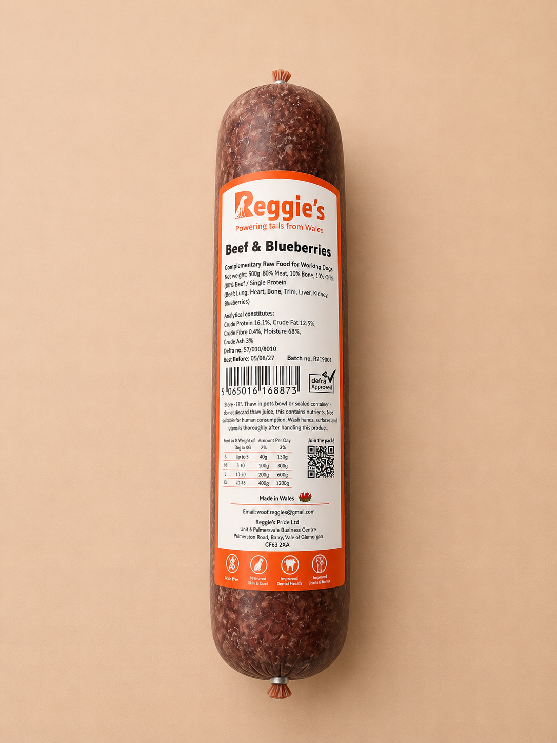 Reggie’s Raw - Beef & Blueberries (500G)