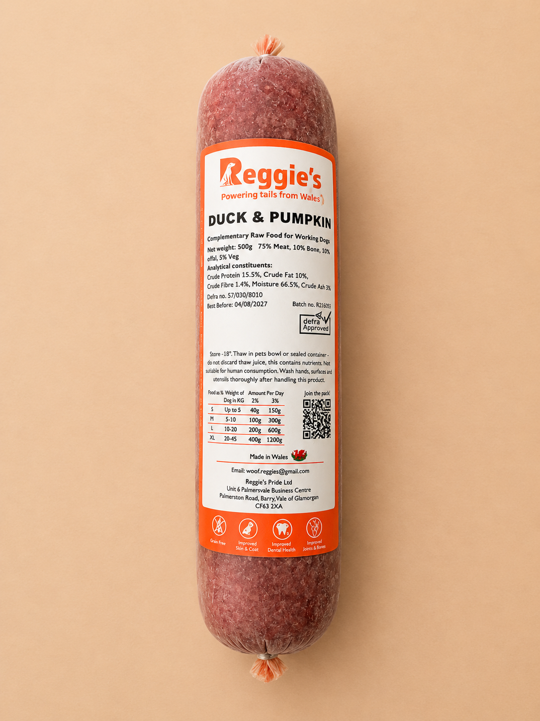 Reggie’s Raw - Duck & Pumpkin (500G)