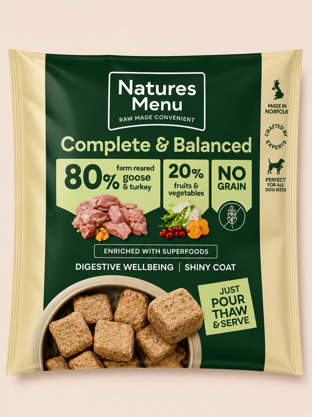 Natures Menu - Goose & Turkey 80/20 Nuggets (1KG)