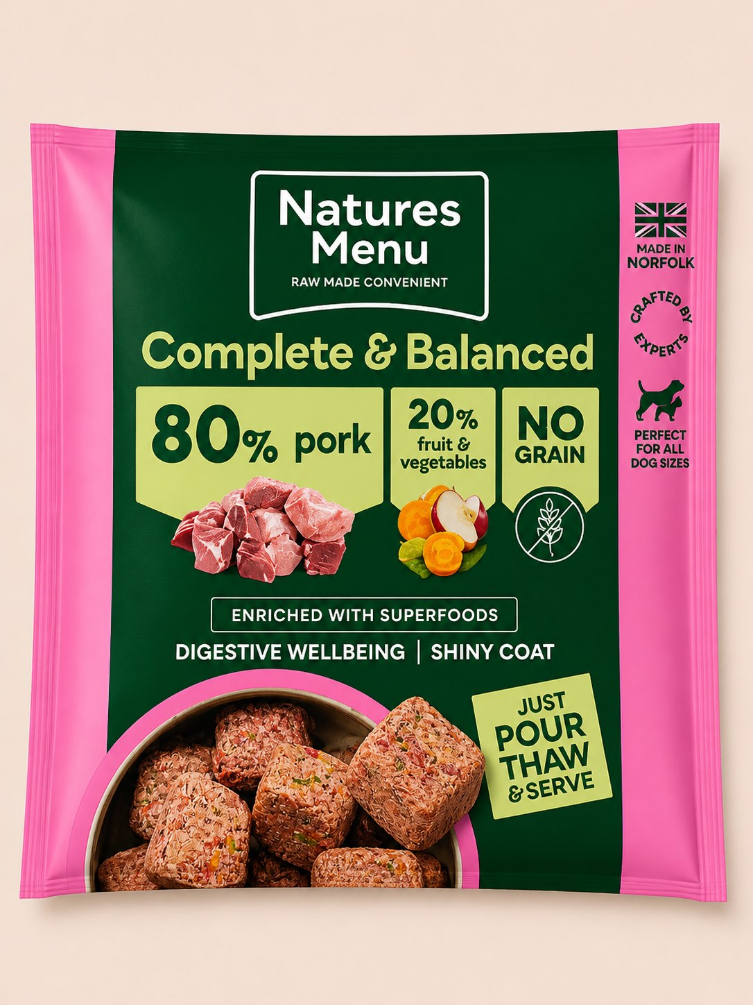 Natures Menu - Pork 80/20 Nuggets (1KG)