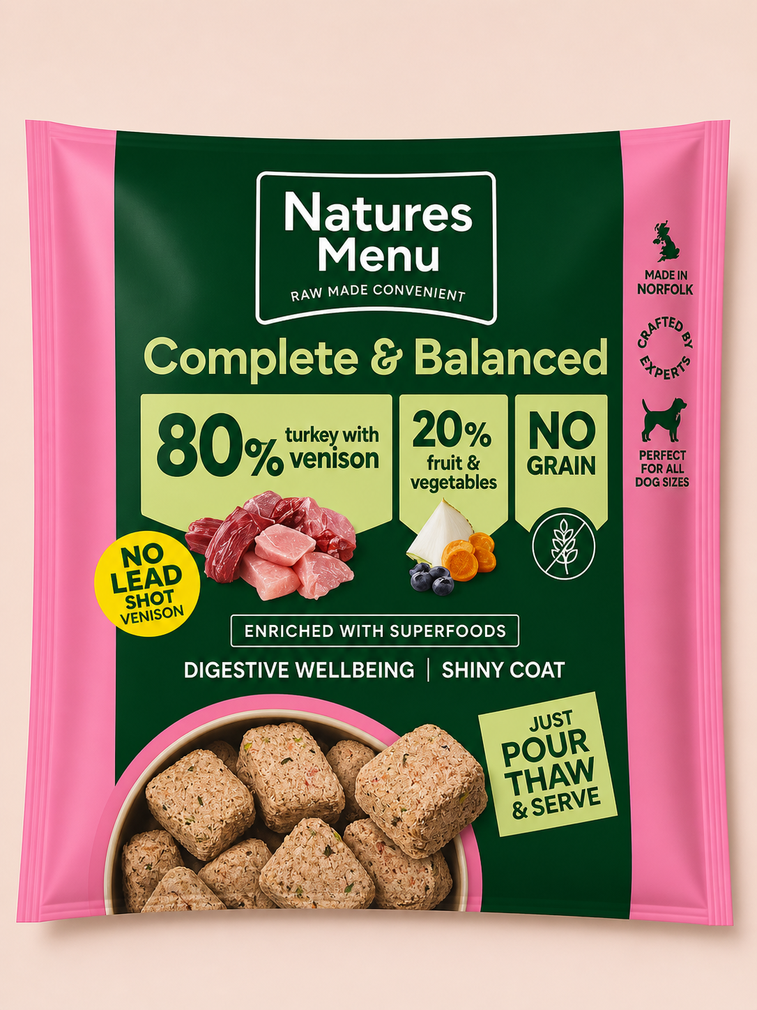 Natures Menu - Turkey & Venison 80/20 Nuggets (1KG)
