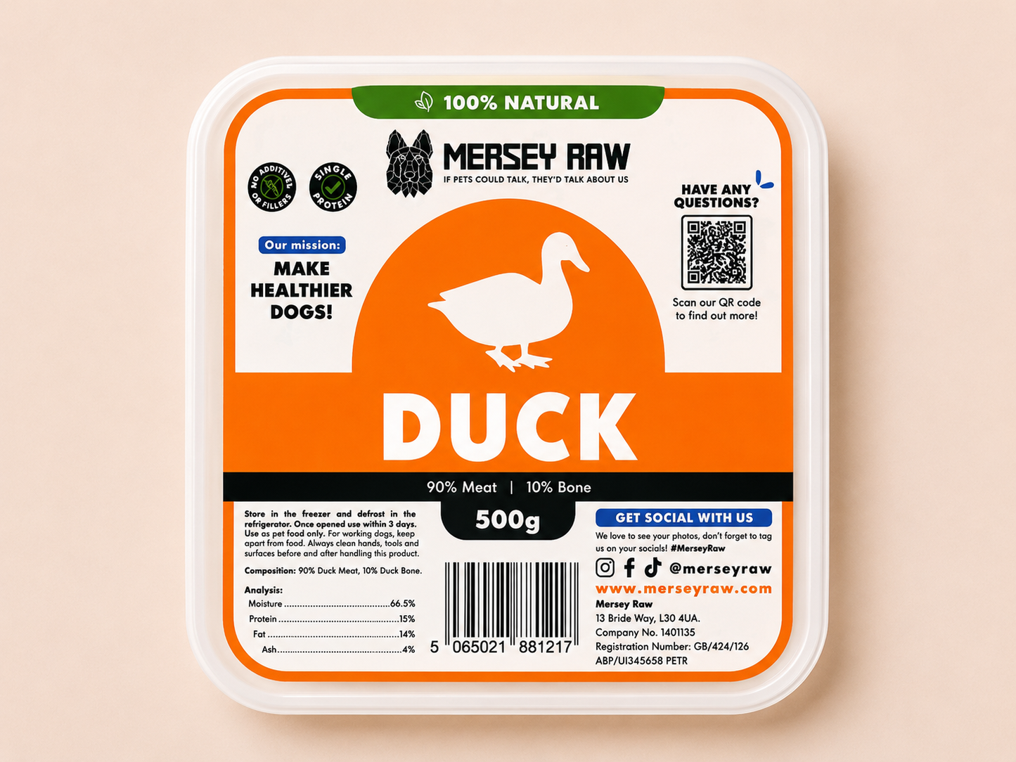 Mersey Raw - Duck (500G)