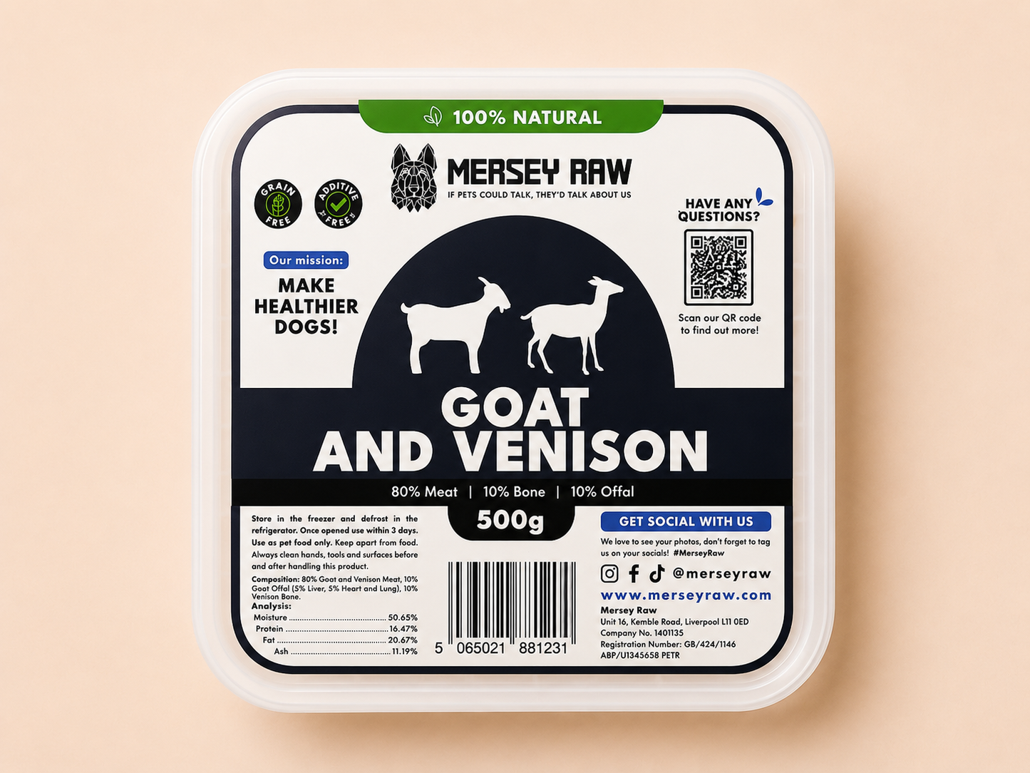 Mersey Raw - Goat & Venison (500G)