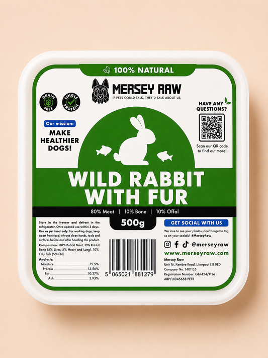 Mersey Raw - Wild Rabbit With Fur (500G)