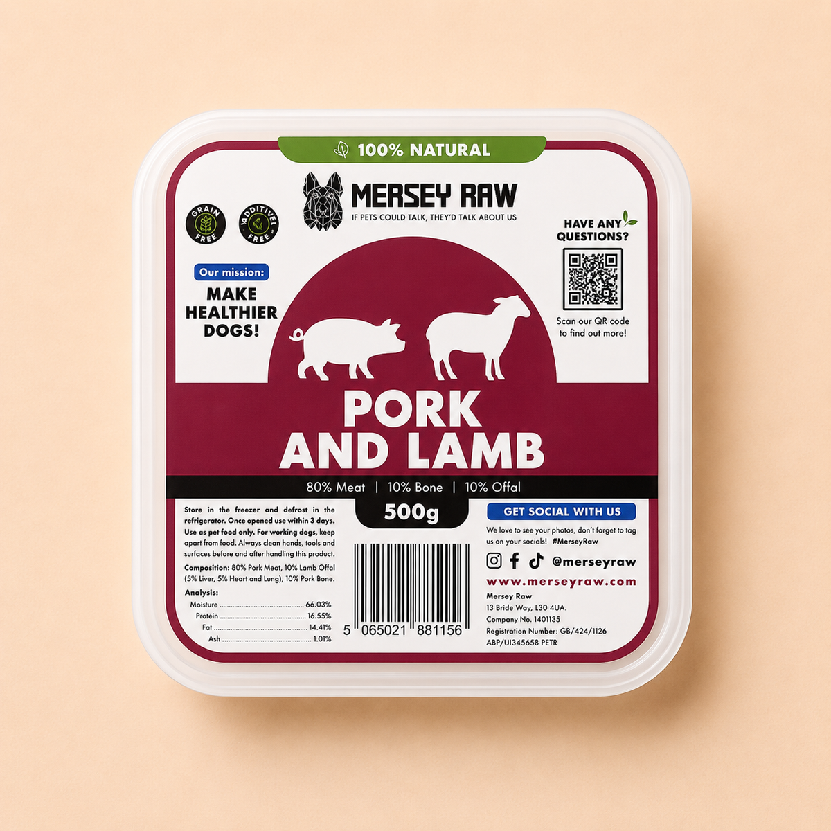 Mersey Raw - Pork & Lamb (500G)
