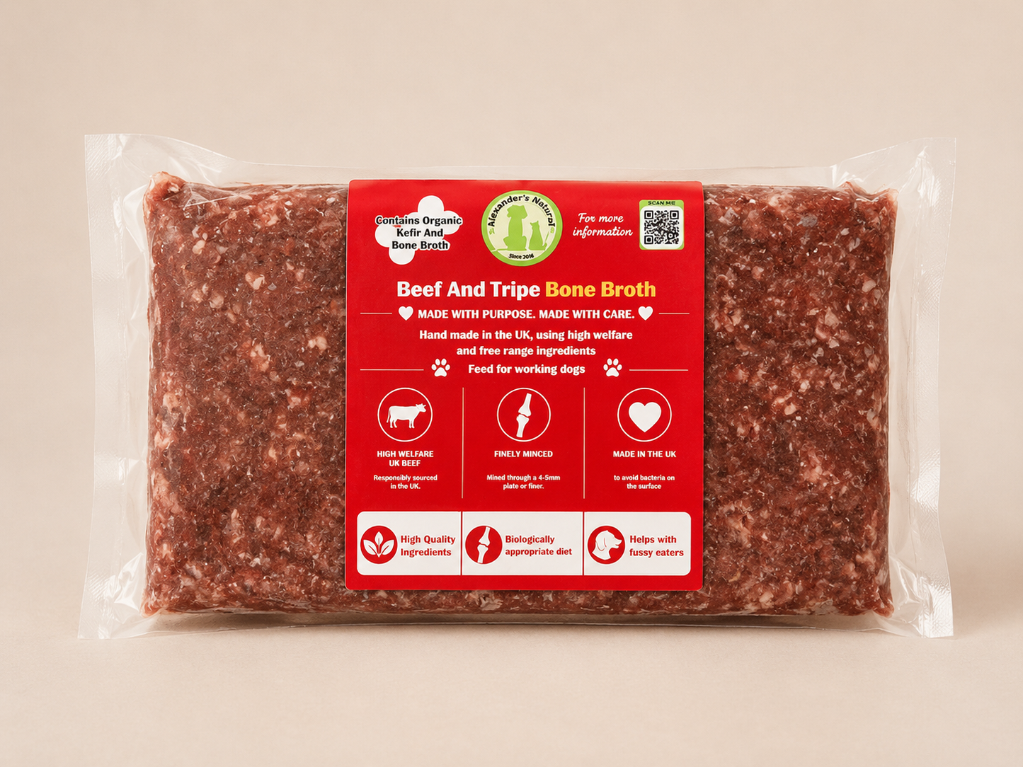 Alexander’s Natural - Boneless Beef & Tripe with Bone Broth (500G)